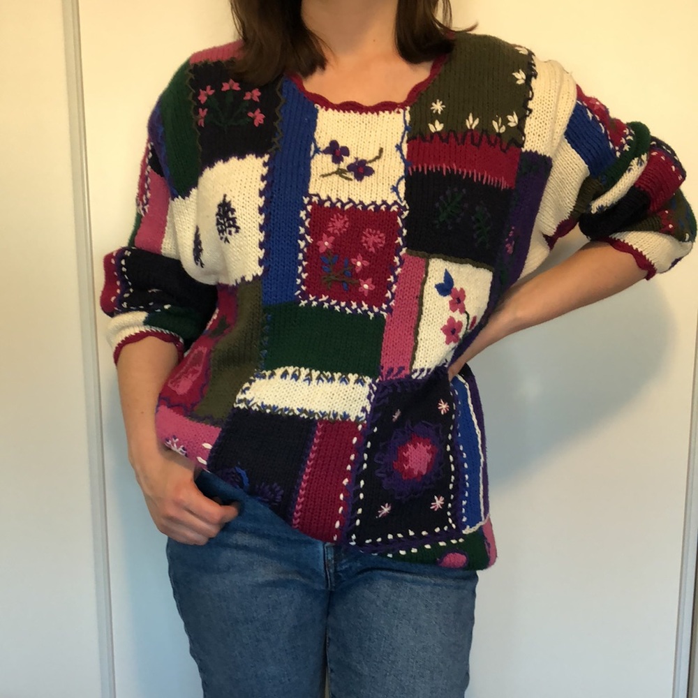 Vintage Block Color Knit Sweater From CLIMAX